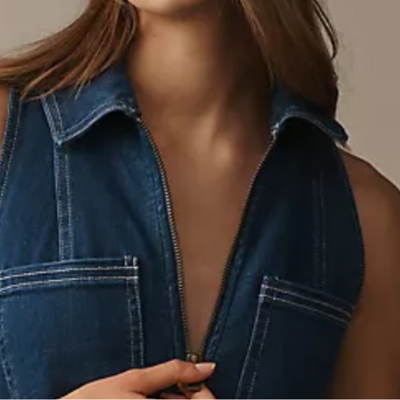 ANTHROPOLOGIE FITTED DENIM PILCRO MIDI DRESS COLOR DENIM DARK  XL NWT - Picture 7 of 14